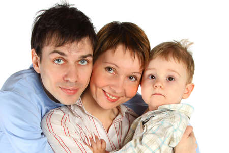 family lifestyle portrait isolated on whiteの写真素材