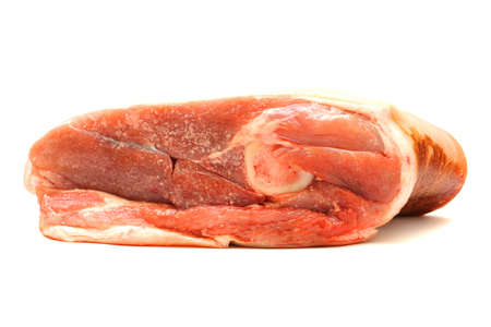 Raw pork (leg). Image series of different food on white backgroundの写真素材