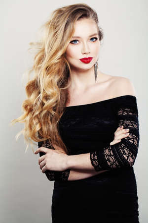 Beautiful Woman with Long Blonde Hairstyleの写真素材