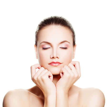 Perfect Woman with Healthy Skin Relaxing. Spa Beauty and Skincare Conceptの写真素材