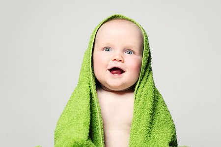 Cute Baby having Fun. Happy Little Child, 6 month oldの写真素材