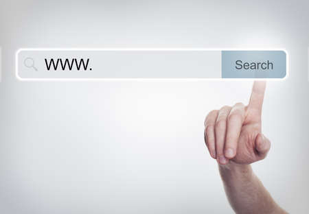 Empty Address Bar and Pointing Hand, Internet Surfing the Web Conceptの写真素材
