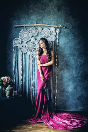Perfect Female Model in Fashion Dressの写真素材