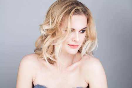 Young Pretty Woman with Long Blonde Hairstyleの写真素材