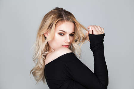 Portrait of Perfect Young Woman with Blonde Hairの写真素材