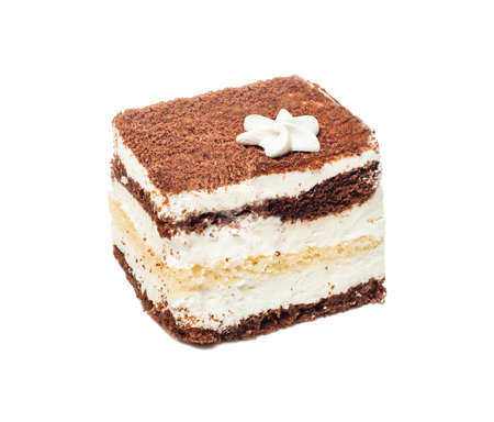 Tiramisu Cake Isolated over Whiteの写真素材