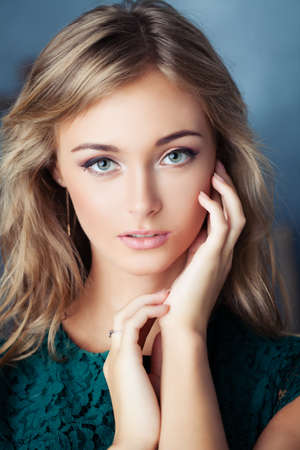Young woman portrait, female face closeupの写真素材