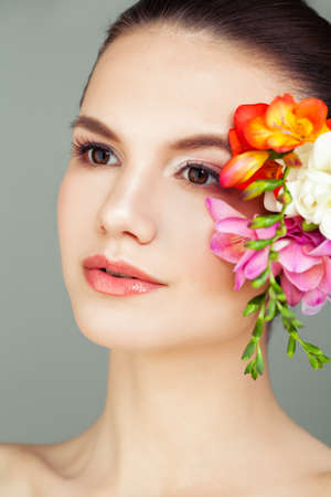 Spa Portrait of Young Woman with Healthy Skin, Skincare and Facial Treatment Conceptの写真素材