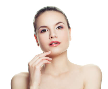Young woman spa model isolated on white background. Cosmetology, beauty, skin care and spaの写真素材