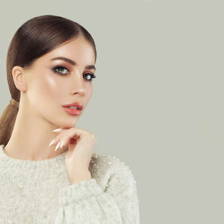 Beautiful female model portrait. Young woman faceの写真素材