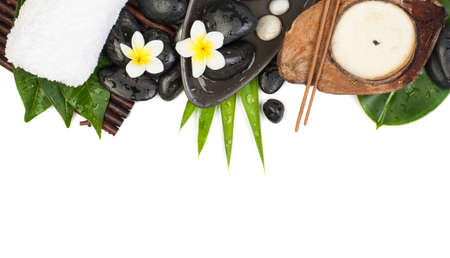 spa tropical objects for healthy therapy on white background.の写真素材