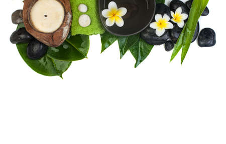 Top view of tropical objects for spa healthy massageの写真素材