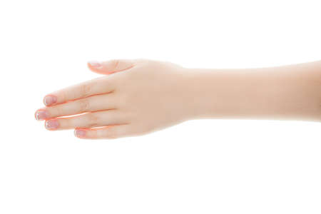 Female hand isolated on white background