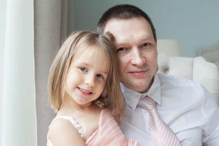 Man with his little cute girl. Happy Father's Day!の写真素材