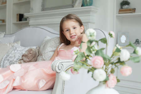 Child girl at home (5 years old)の写真素材