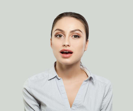 Young surprised woman portrait.の写真素材