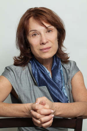 Mid adult woman face, portraitの写真素材