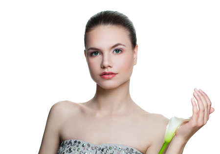 Fashion model girl isolated on whiteの写真素材