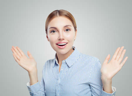 Surprised girl on whiteの写真素材