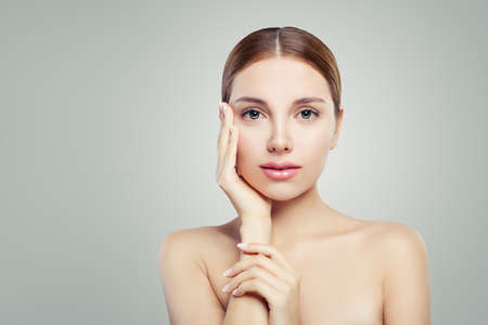 Female face. Beauty woman with healthy skin portrait の写真素材