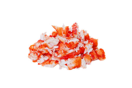 Crab or lobster meat isolated with shadow on white background. Gourmet foodの写真素材