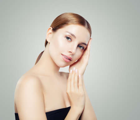 Young beauty. Healthy woman faceの写真素材