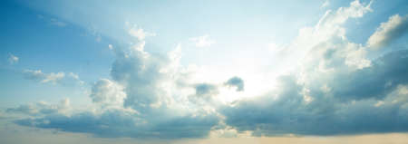 Clouds sky background. Beautiful summer sky with cloudsの写真素材