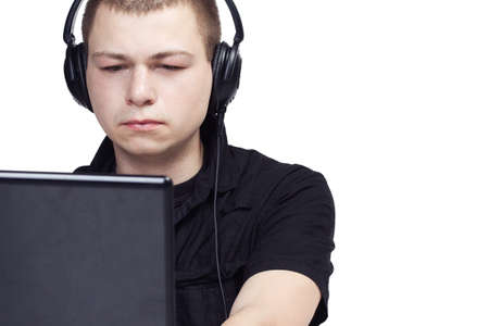 Man with Stress and frustration caused by a computerの写真素材