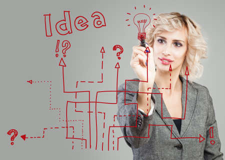 Businesswoman planning. Business strategy, idea and brainstorm conceptの写真素材