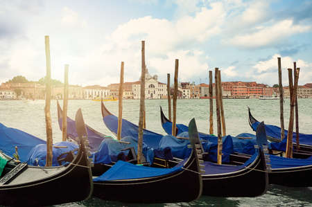 Venice, Boats before square San Marco. Un Italyの写真素材