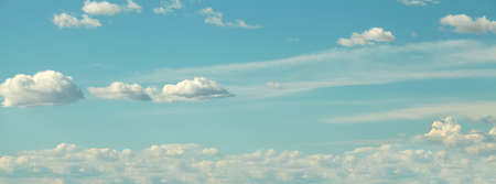 Blue sky clouds background. Beautiful landscape with clouds on skyの写真素材