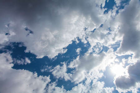 Blue sky clouds background. Beautiful landscape with clouds on skyの写真素材