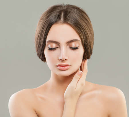 Young woman with clear healthy skin portraitの写真素材