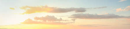 Blue sky clouds background. Beautiful landscape with clouds and sunsetの写真素材
