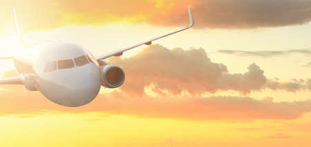 plane with tourists is landing at the resort