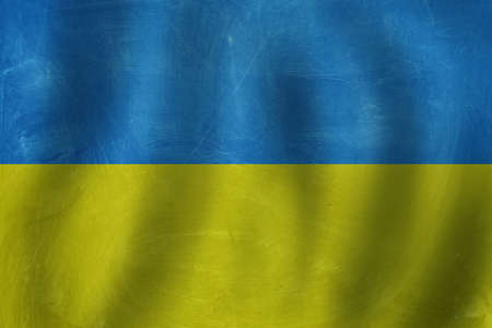 Old Ukrainian flag BAckground with shadow and sunlight.の写真素材