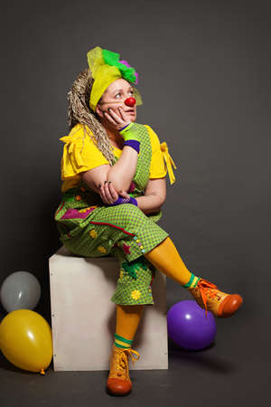 Woman Performance Actress at work, Clown Characterの写真素材