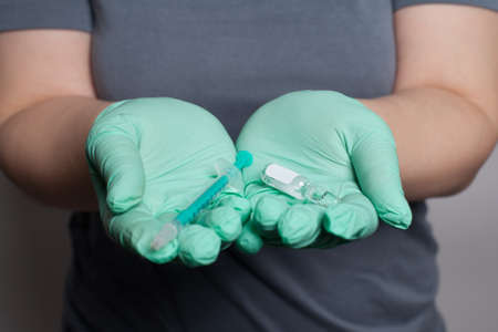 Medical hands with virus test kit. Medicine, Health  concept