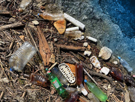 Water pollution. Ecological problem. Environmental pollution waste.の写真素材