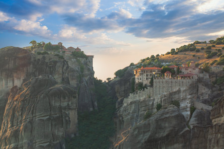 Summer view of monastery in Meteora Greece Kalambaka