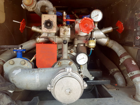 Water meter and water pipe, plumbing, red device to check amout of water