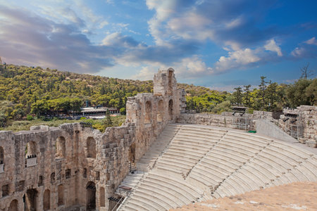 The Theater of Dionysus on the Acropolis hill in Athensの写真素材