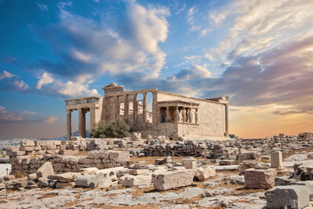Ancient Greece architecture. Old Acropolis and Parthenon in Athens, Greeceの写真素材