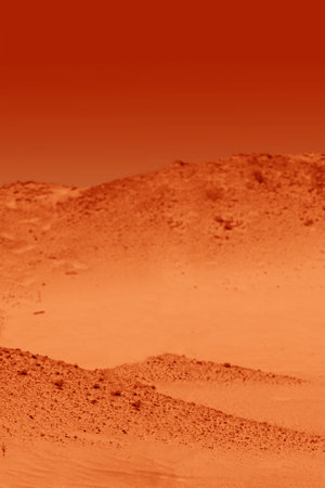 Red empty planet landscape with sand and skyの写真素材