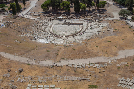 Ancient theater of Dionysus at the foothill of the Acropolis of Athens, Greece