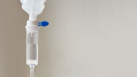 IV Drips in Hospital closeup, medicine backgroundの写真素材