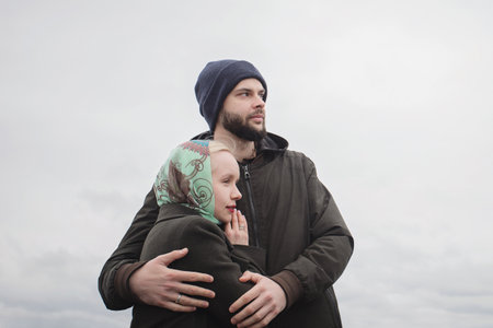 Romantic couple. Man and woman in love, outdoors lifestyle portrait