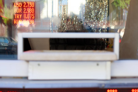 Cash department window closeup. Money exchangeの写真素材