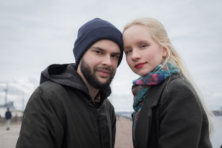 Beautiful couple. Man and woman in love, outdoors lifestyle portrait
