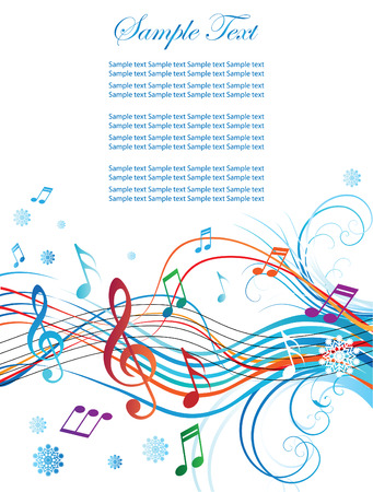 Abstract background for Christmas and New Year, with notes and treble clefのイラスト素材